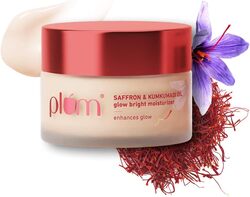 Plum Saffron & Kumkumadi Oil Glow Bright Moisturizer with SPF 35 Brightens Skin & Enhances Glow Fights Dark Spots & Dull Skin UVA & UVB Protection All Skin Types 100% Vegan 50 g